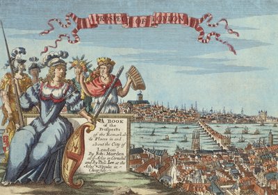 ロンドンの展望、ロンドン市とその周辺の注目すべき場所の展望の書からの口絵、c.1700 作： Robert Morden